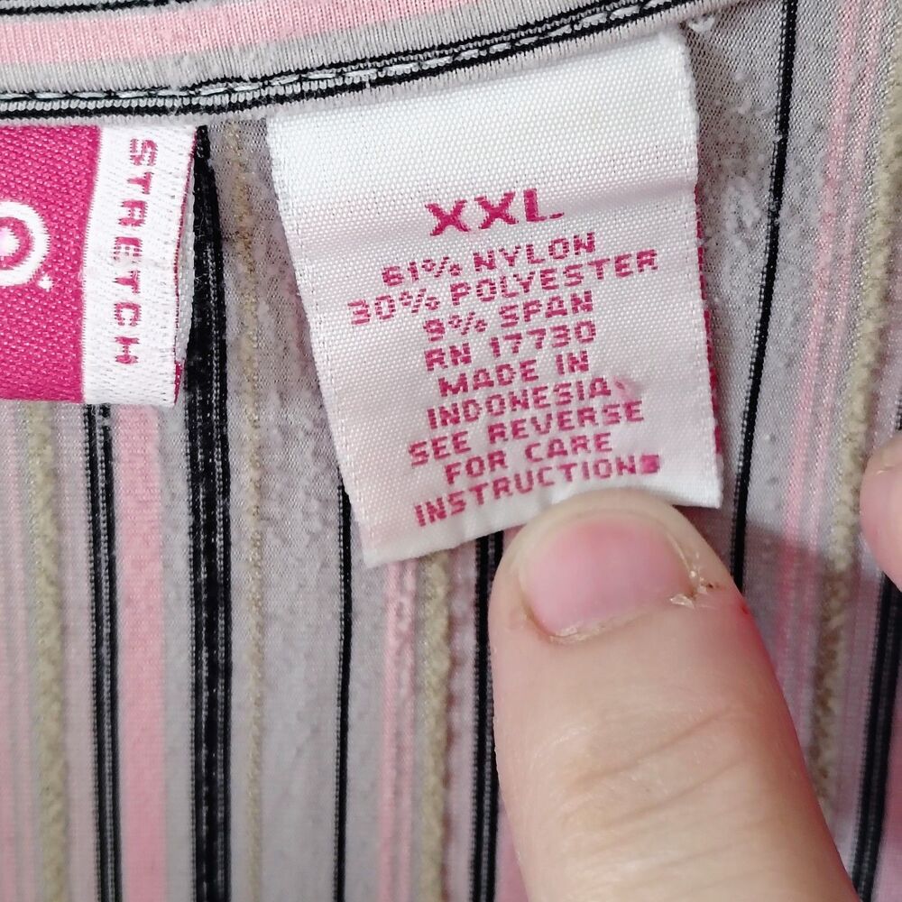 Liz Lange XXL pink grey stripe stretch women's 3/4 sleeve maternity top - Picture 8 of 9